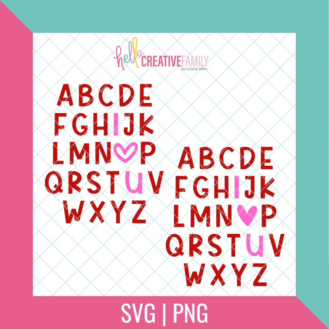 Alphabet I Love You SVG and PNG Cut file