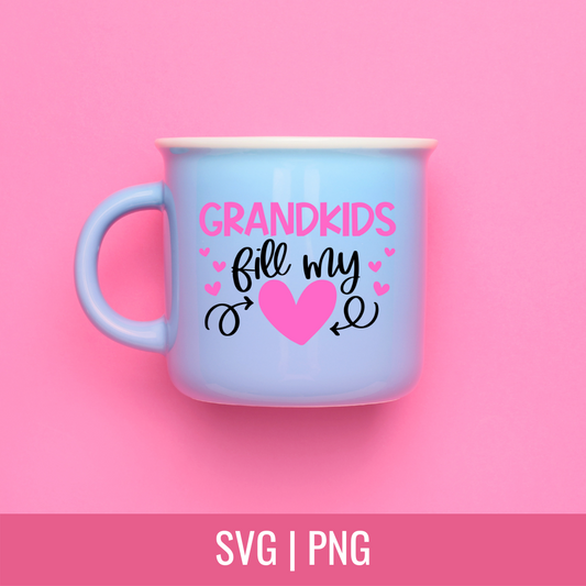 Grandkids Fill My Heart SVG and PNG Cut file