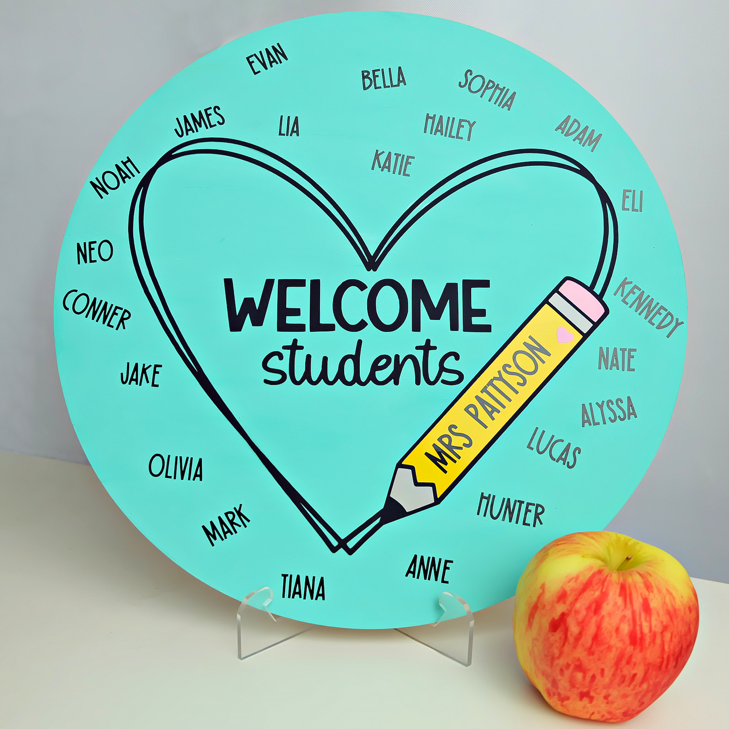 Teacher Pencil Heart Cut File and PNG