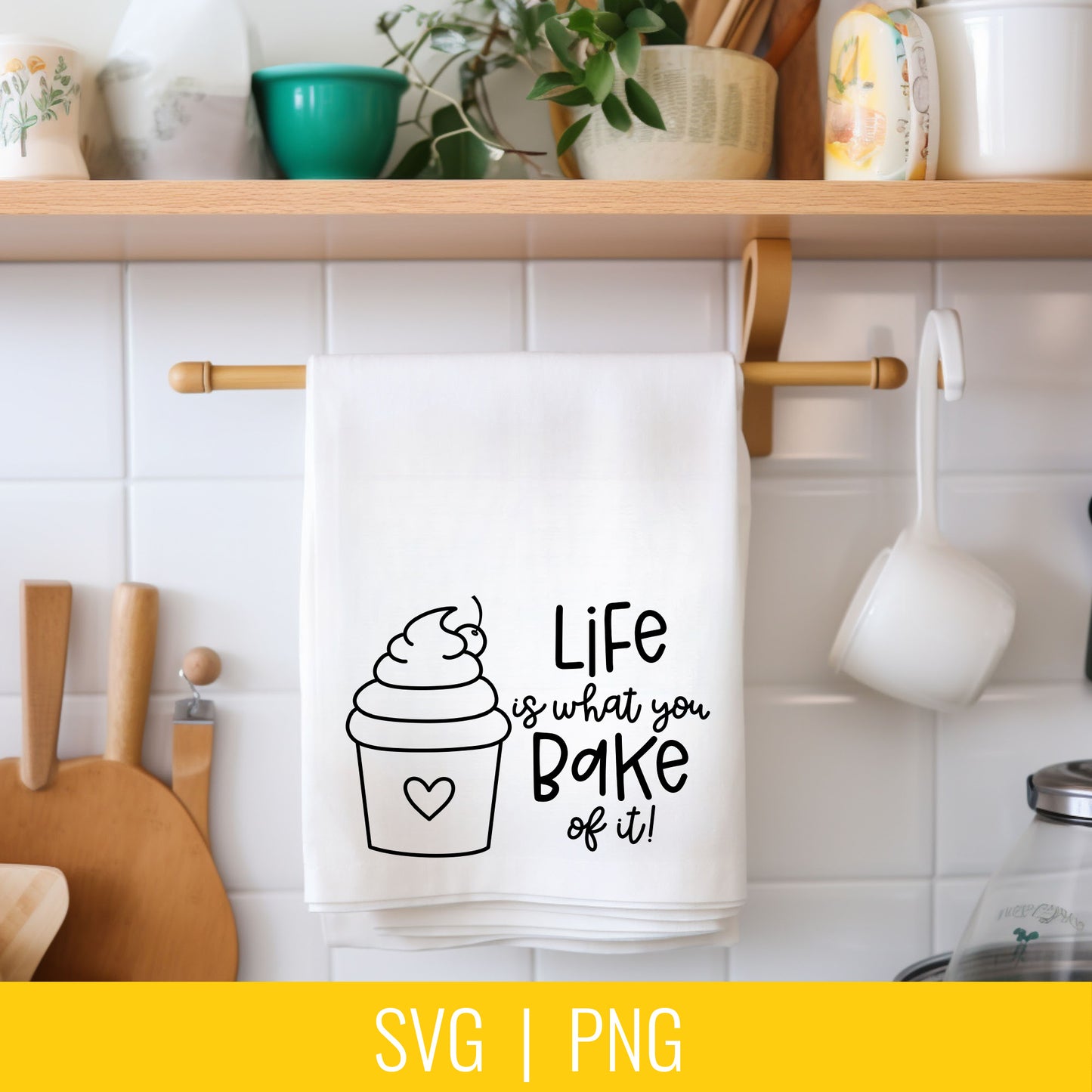 Life Is What You Bake It Cupcake SVG and PNG Cut Files