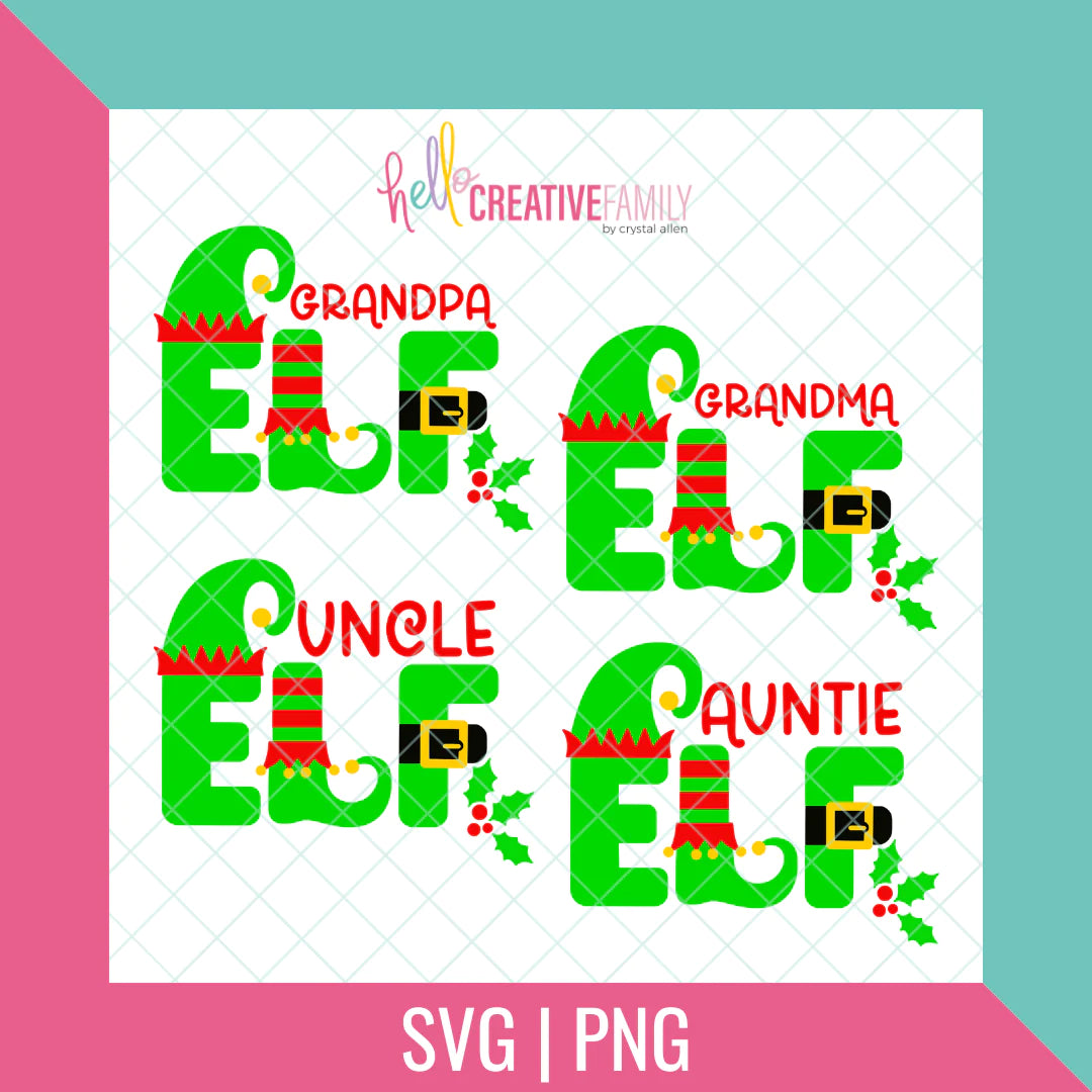 Family Christmas PJs - Elf Family SVG Cut File and PNG Bundle
