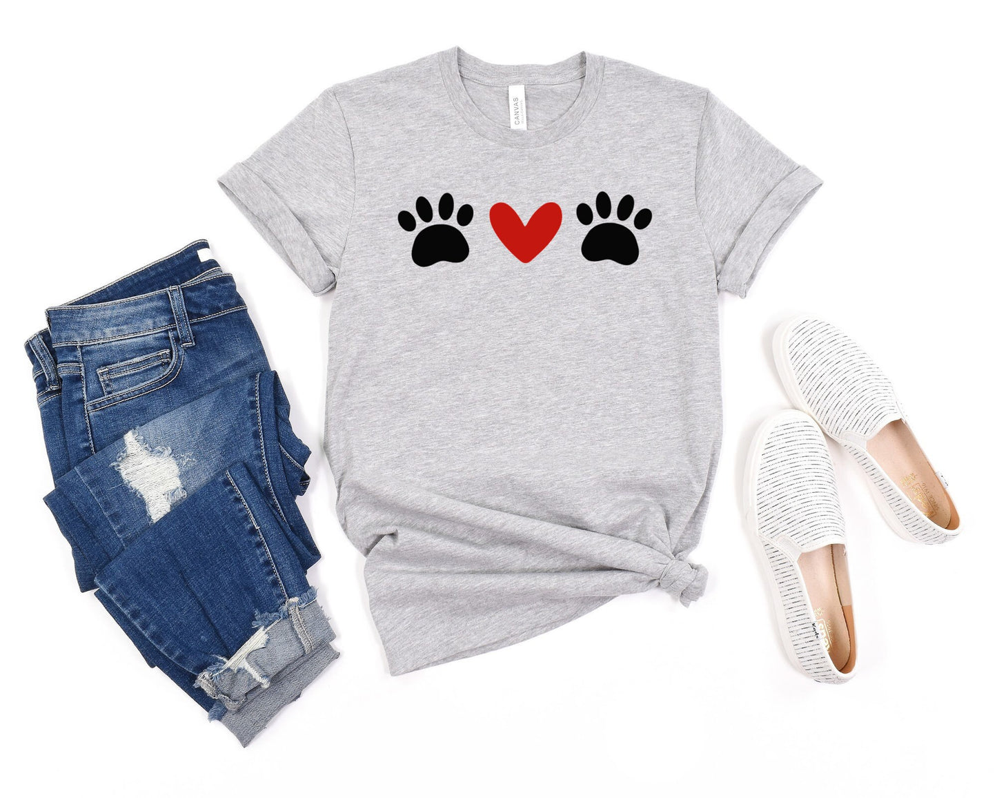 Paw Prints With Hearts SVG and PNG Cut Files