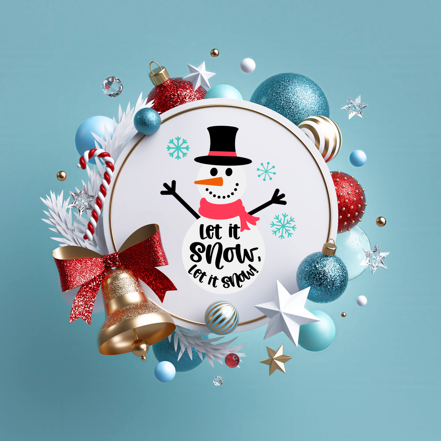 "Let It Snow" Snowman SVG Cut File and PNG