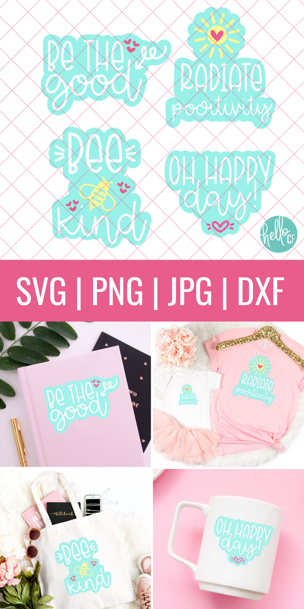 Positivity Bundle- SVG, Sticker and Sublimation Set