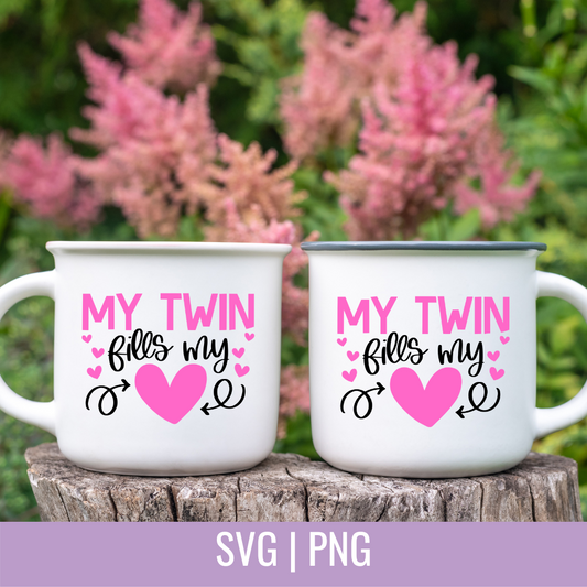 My Twin Fills My Heart SVG and PNG Cut file