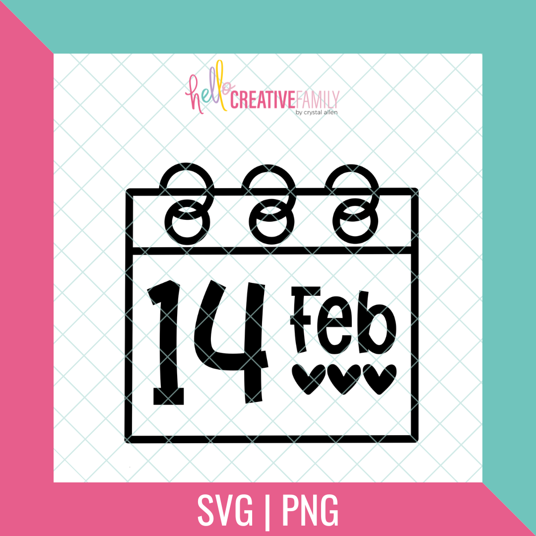 Valentine Calendar SVG and PNG Cut Files