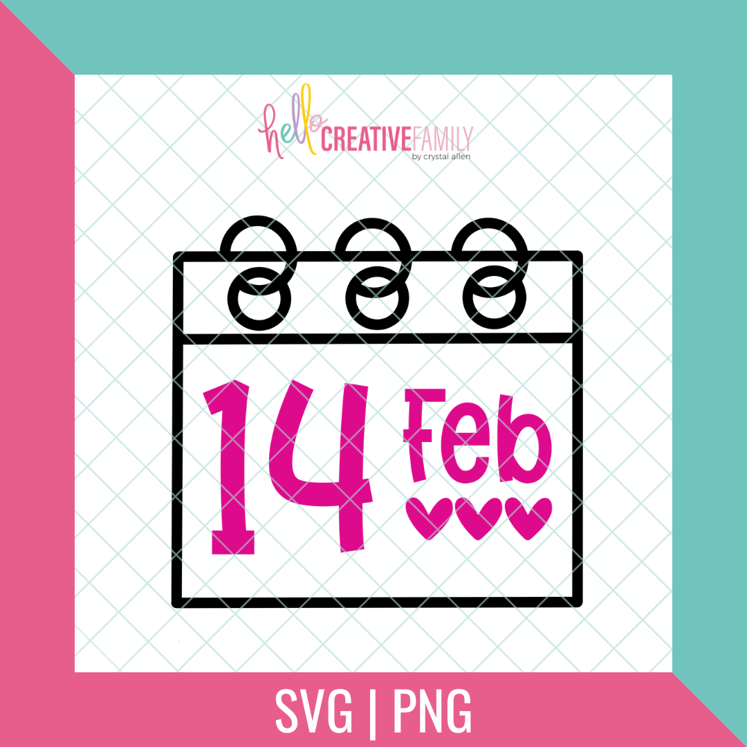 Valentine Calendar SVG and PNG Cut Files