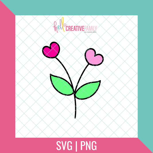 Flower Hearts Color SVG and PNG Cut Files
