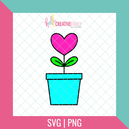 Heart Flower Pot Color SVG and PNG Cut Files