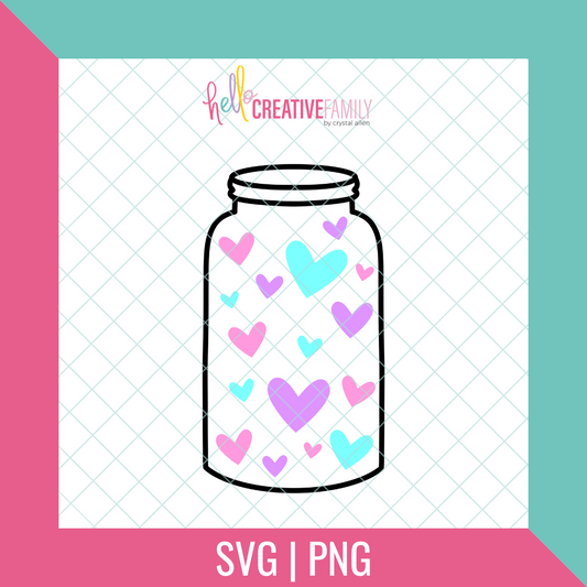 Color Heart Jar SVG and PNG Cut Files