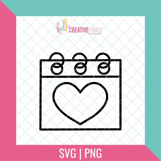 Heart Calendar SVG and PNG Cut Files