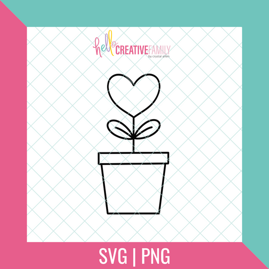 Heart Flower Pot SVG and PNG Cut Files