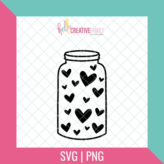 Heart Jar SVG and PNG Cut Files
