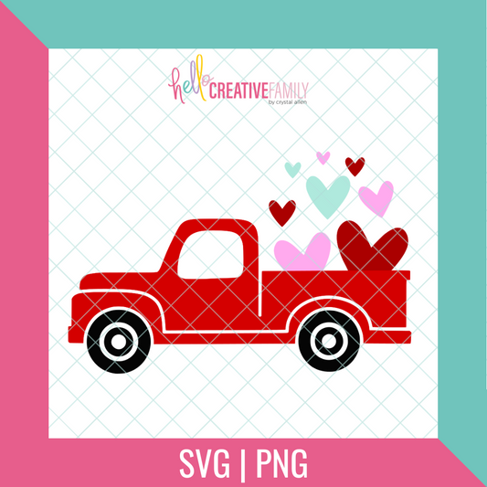 Vintage Heart Truck SVG and PNG Cut File