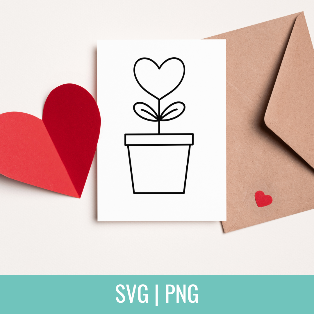 Heart Flower Pot SVG and PNG Cut Files