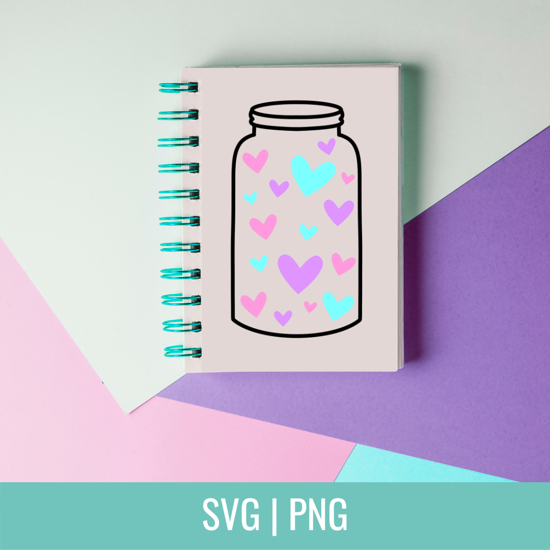 Color Heart Jar SVG and PNG Cut Files