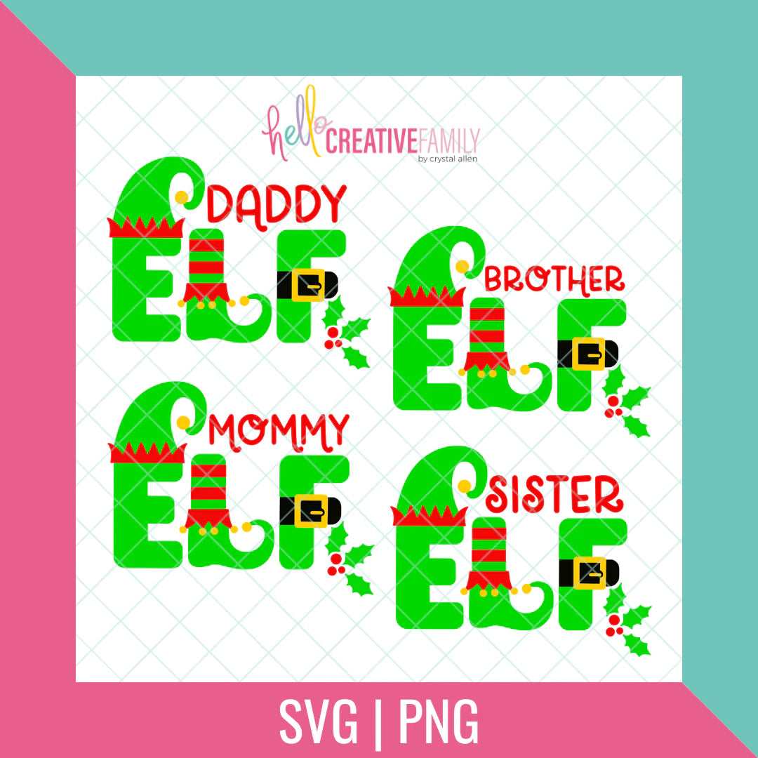 Family Christmas PJs - Elf Family SVG Cut File and PNG Bundle