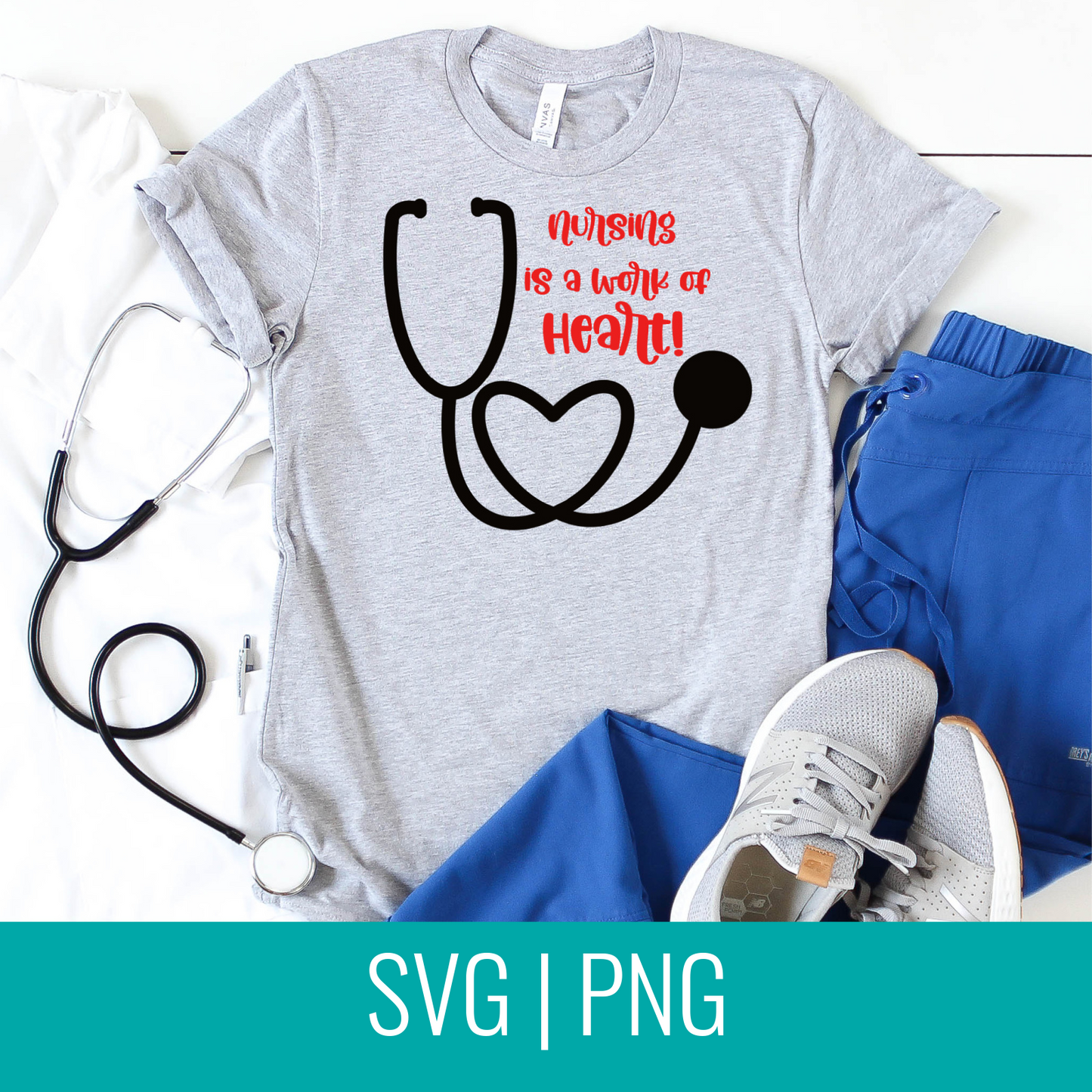 Nursing Is A Work Of Heart SVG Cut File and PNG