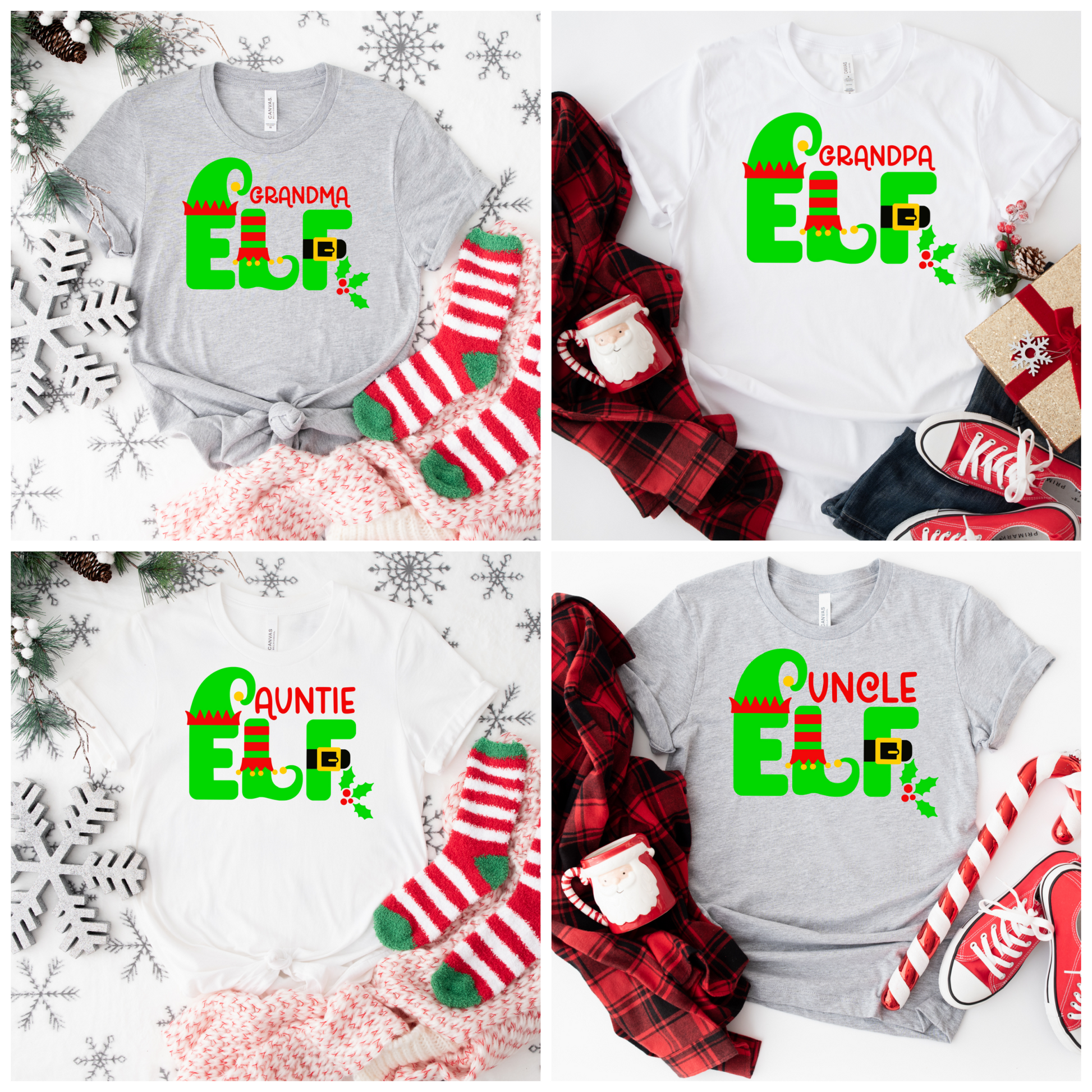 Family Christmas PJs Elf Family SVG Cut File and PNG Bundle