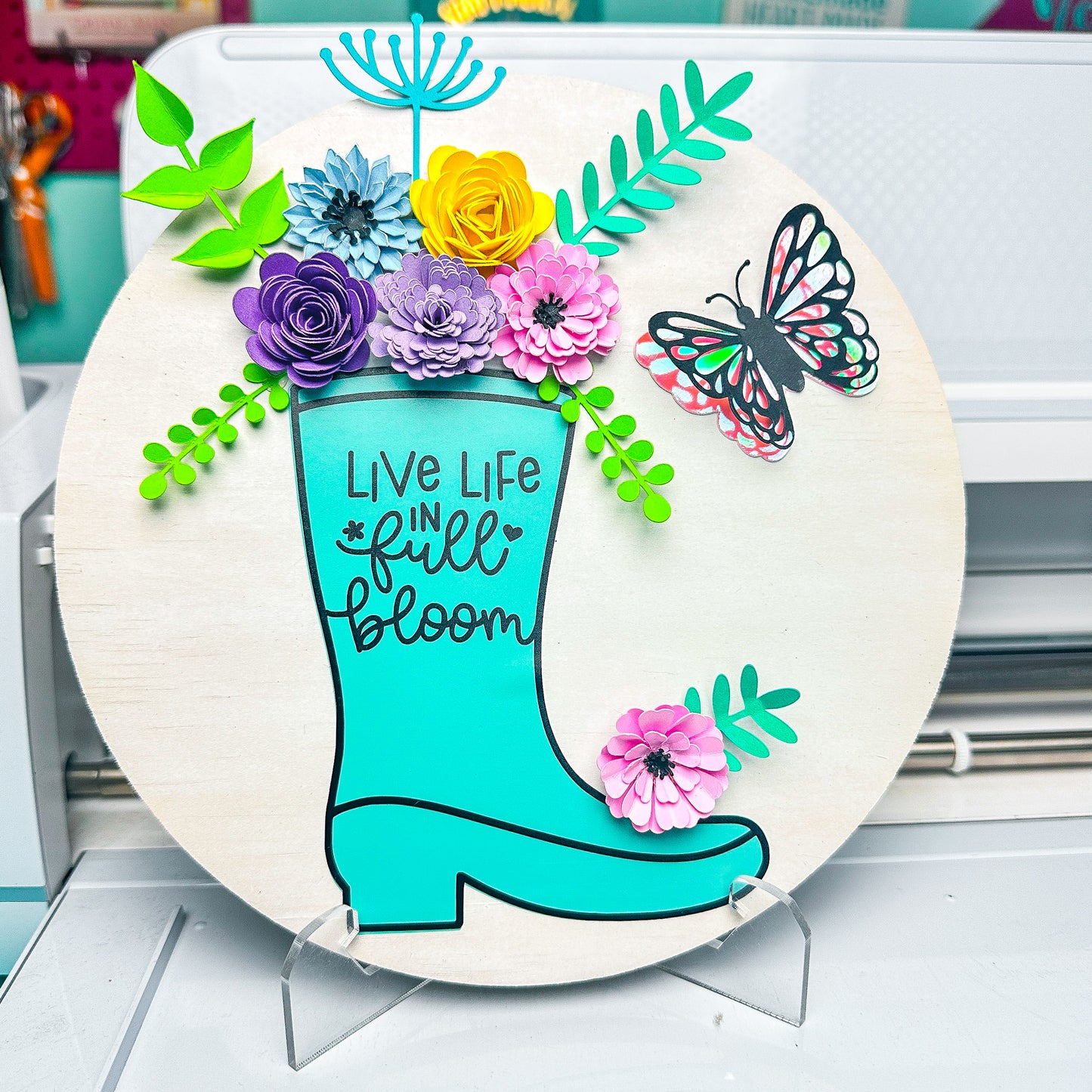 Live Life In Full Bloom Boot SVG and PNG Cut Files