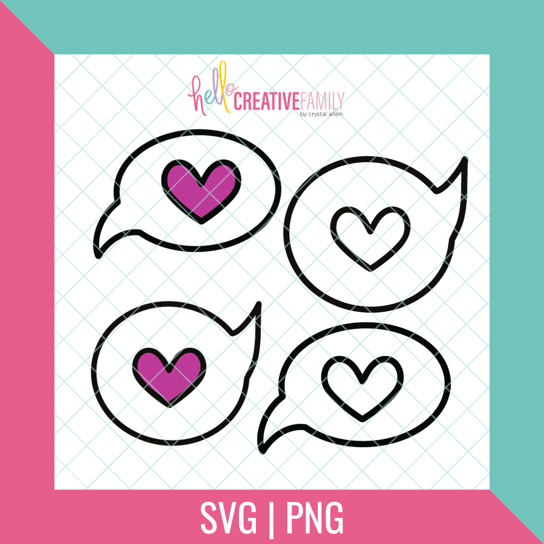 Word Bubble/Conversation Hearts Cut files and PNGs
