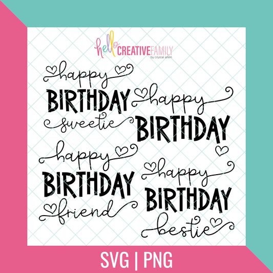 Happy Birthday SVG and PNG Cut Files