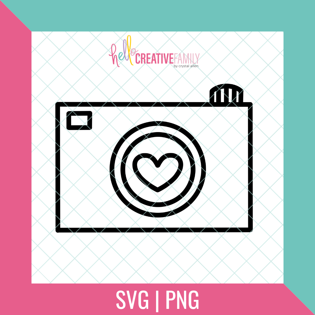 Heart Camera SVG and PNG Cut Files