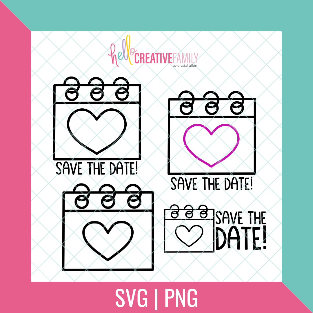 Heart Calendar Bundle Cut files and PNGs