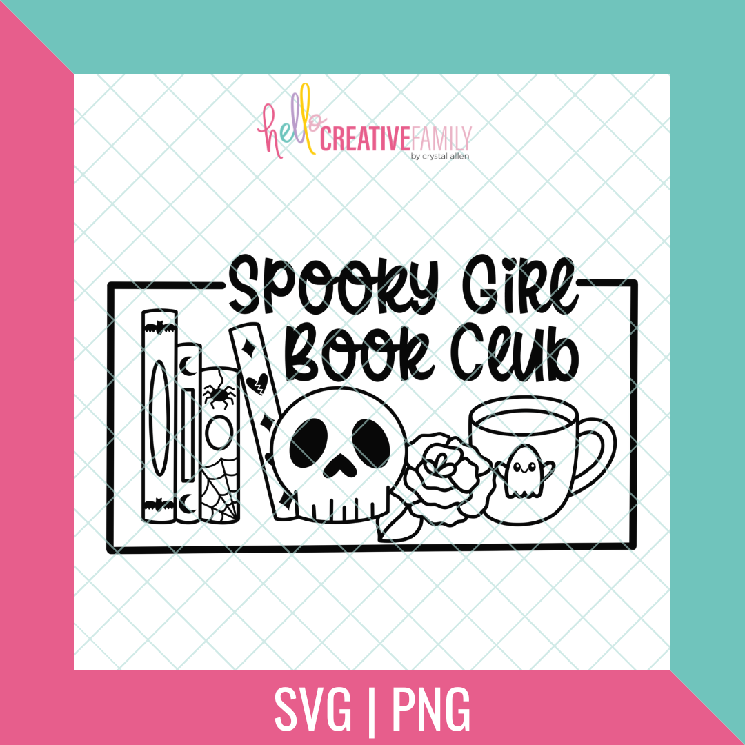 Spooky Girl Book Club with Ghost SVG Cut file and PNG