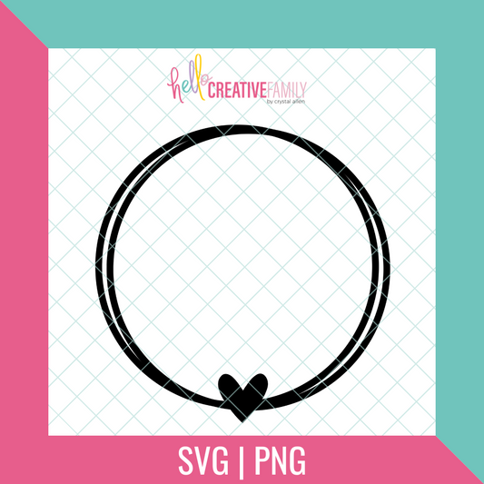 Offset Circles with Heart SVG and PNG Cut File