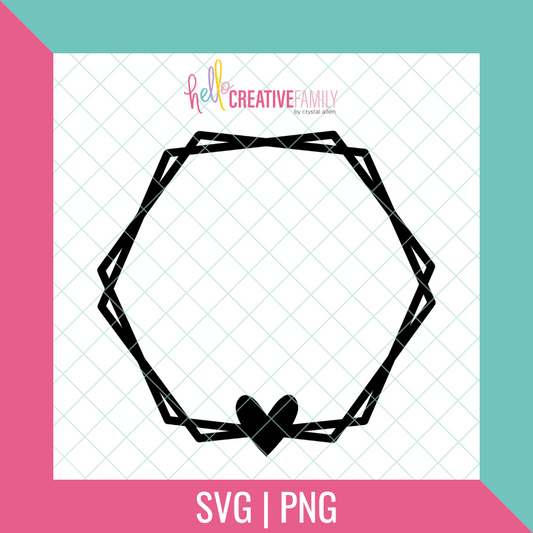 Offset Hexagon with Heart SVG and PNG Cut File
