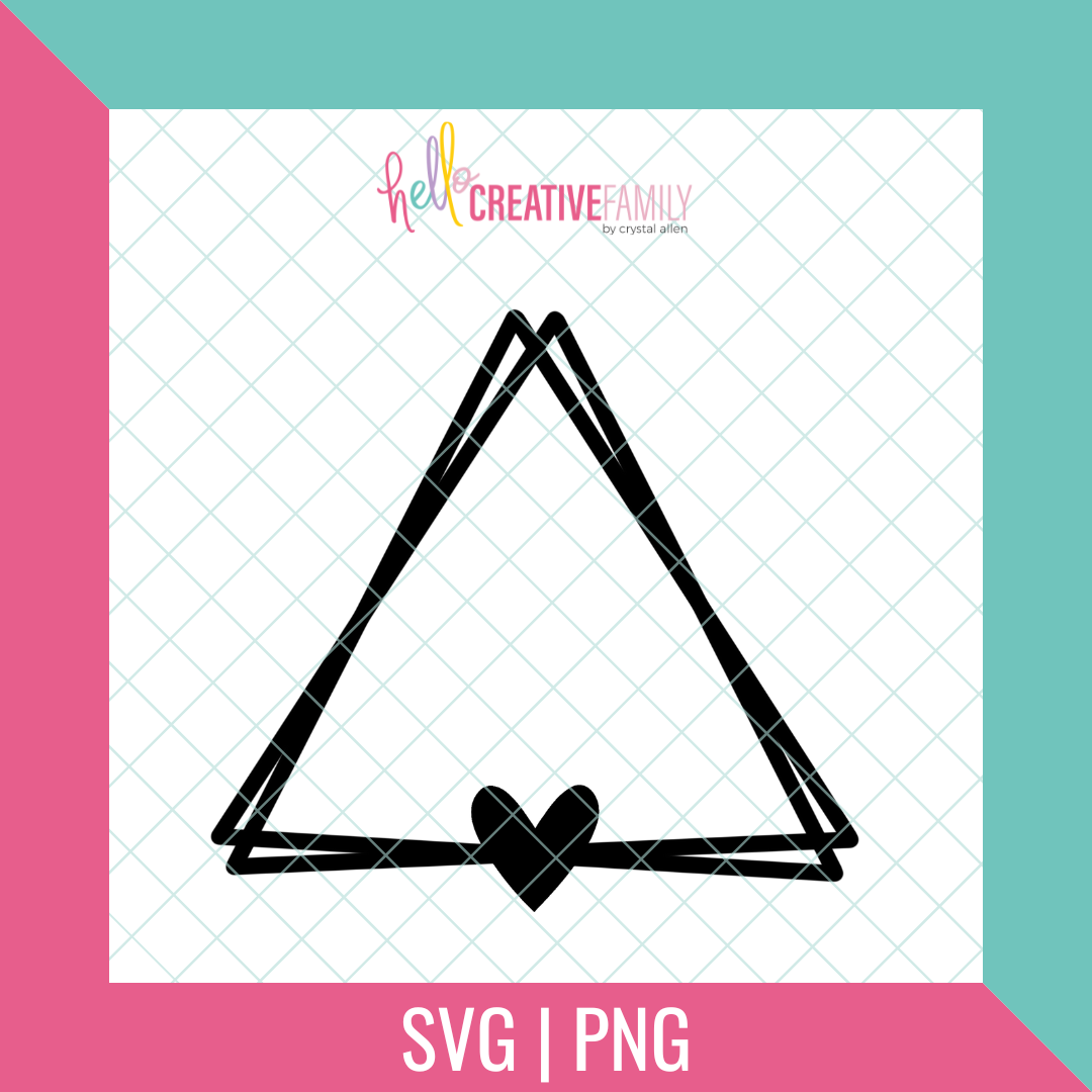 Offset Triangle with Heart SVG and PNG Cut File