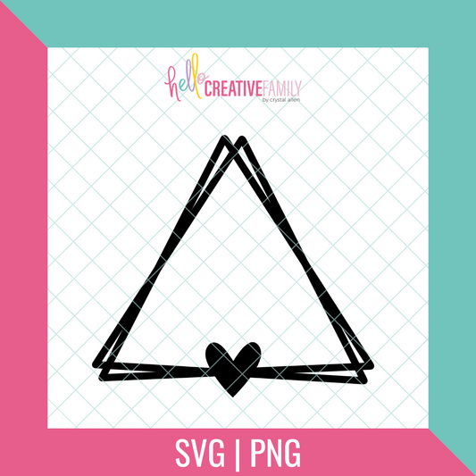 Offset Triangle with Heart SVG and PNG Cut File