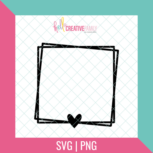 Offset Square with Heart SVG and PNG Cut File