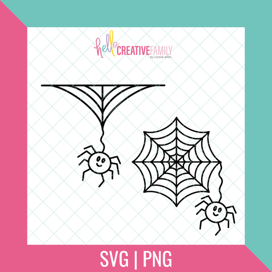 Happy Spider In Web Cut files and PNGs