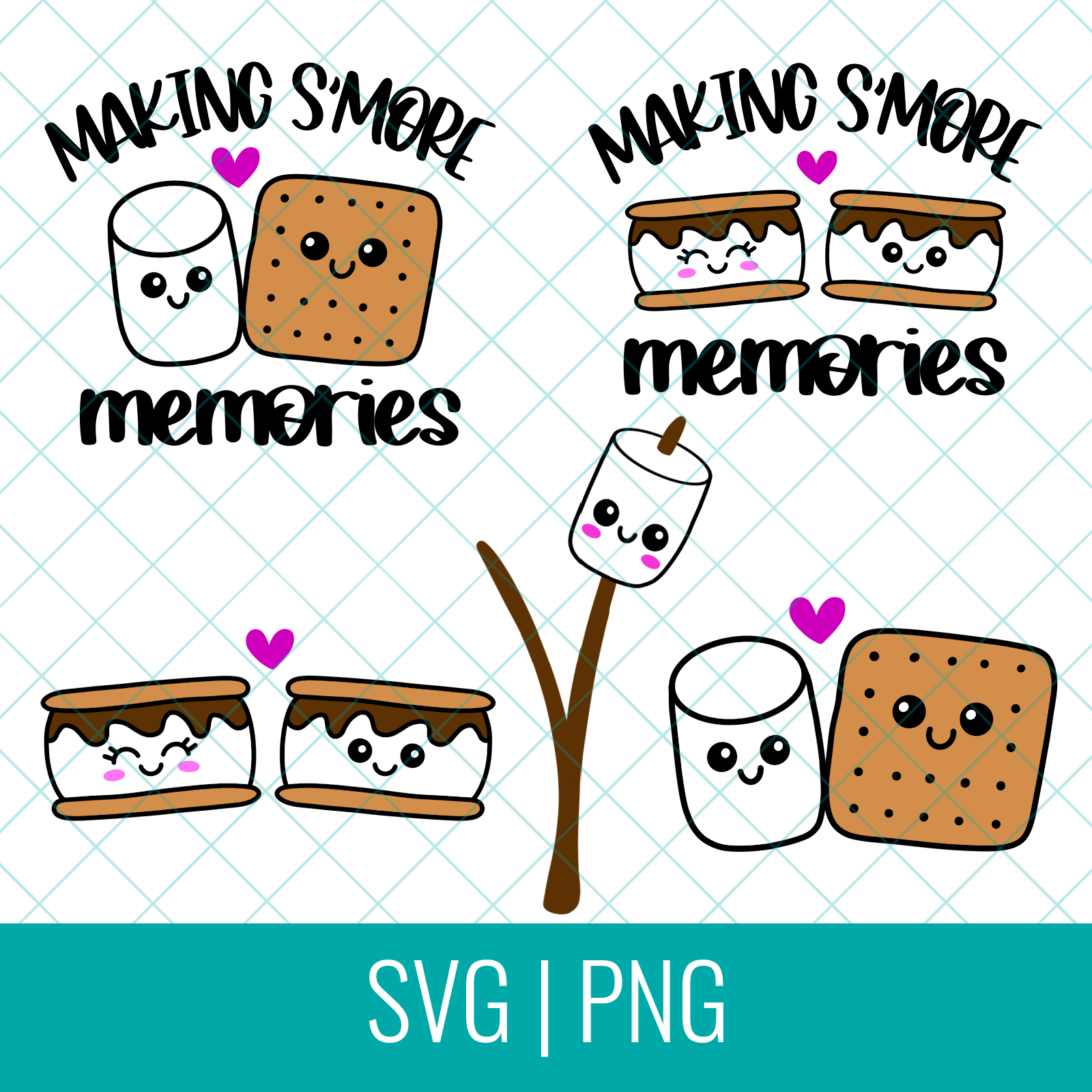 Cute Kawaii Camping S'mores Bundle SVG Cut File and PNG – Hello ...