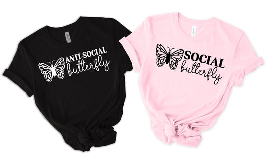 Social Butterfly/Anti-Social Butterfly SVG and PNG Cut Files