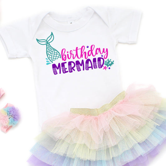 Birthday Mermaid SVG Cut File and PNG