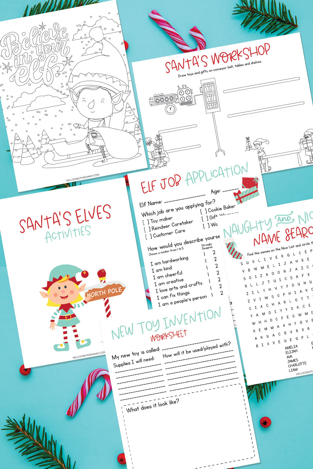 Santa's Elves Activities Bundle Printable