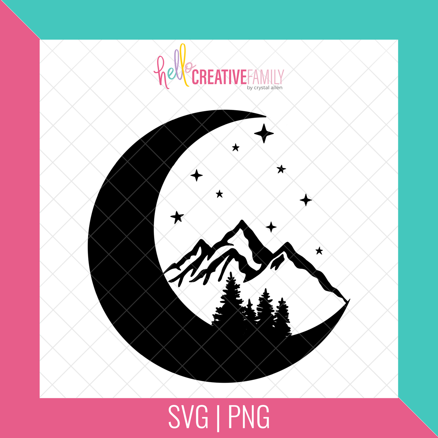 Moon, Mountain, Forest & Stars SVG Cut File and PNG Bundle