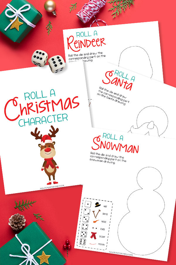 Roll a Christmas Character Dice Game Activity Bundle Printable