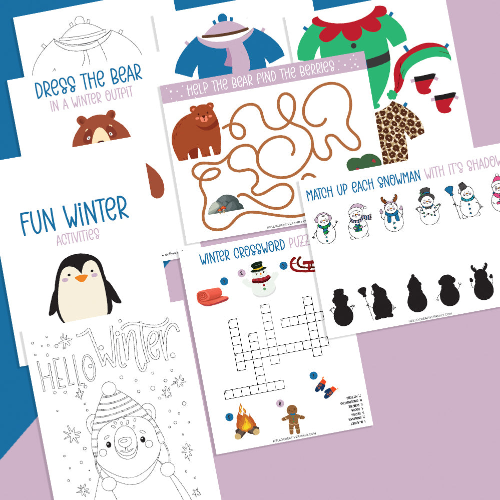 Winter Activities For Kids Activity Bundle Printable Hello Creative