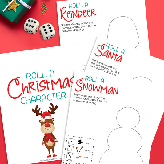 Roll a Christmas Character Dice Game Activity Bundle Printable