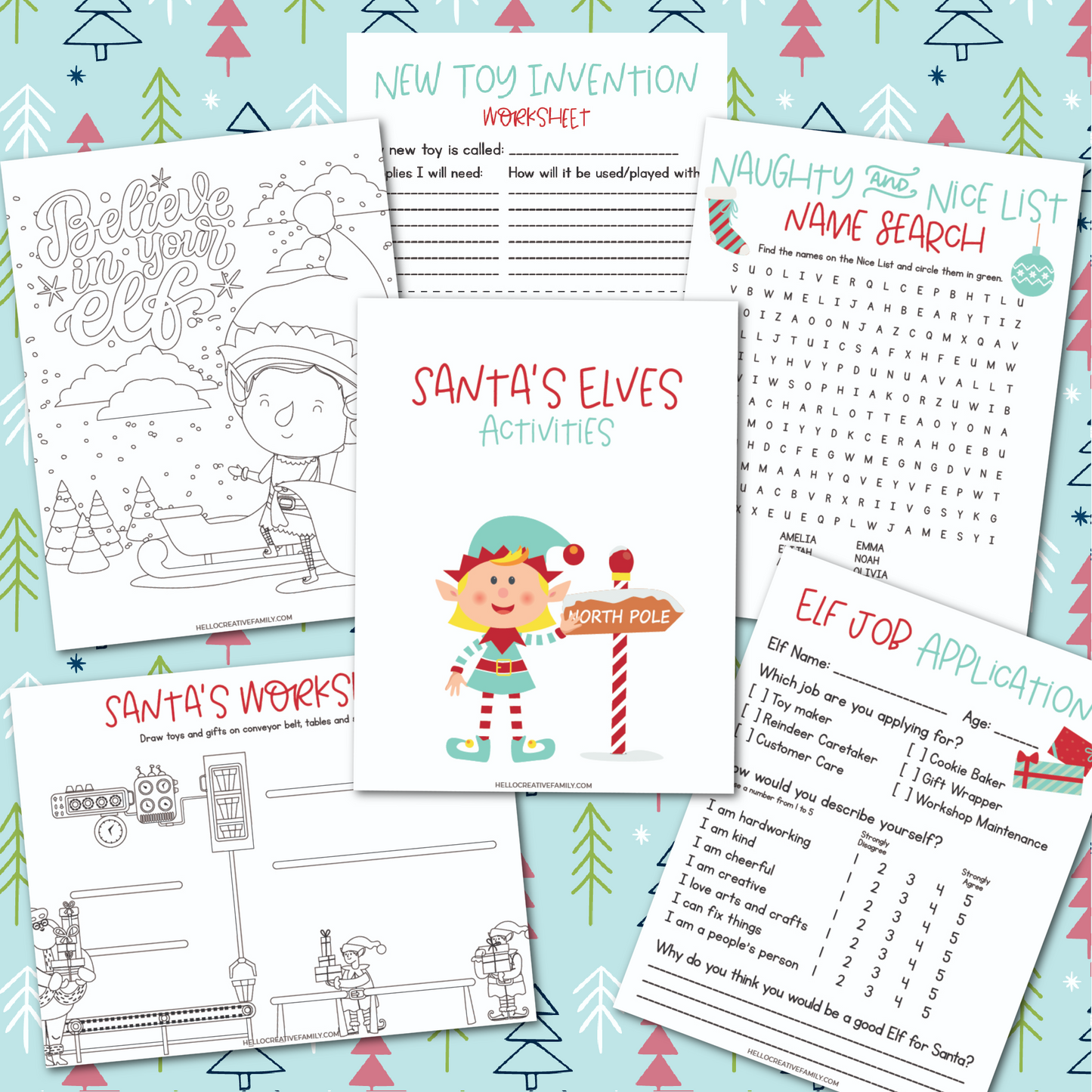 Santa's Elves Activities Bundle Printable